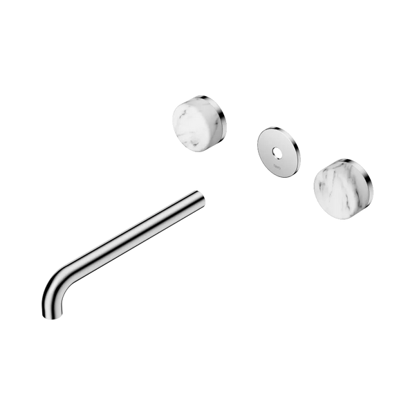 Nero Serenity Wall Basin Set 220mm Spout with Arabescato Corchia Handle (Trim Kit Only) Chrome