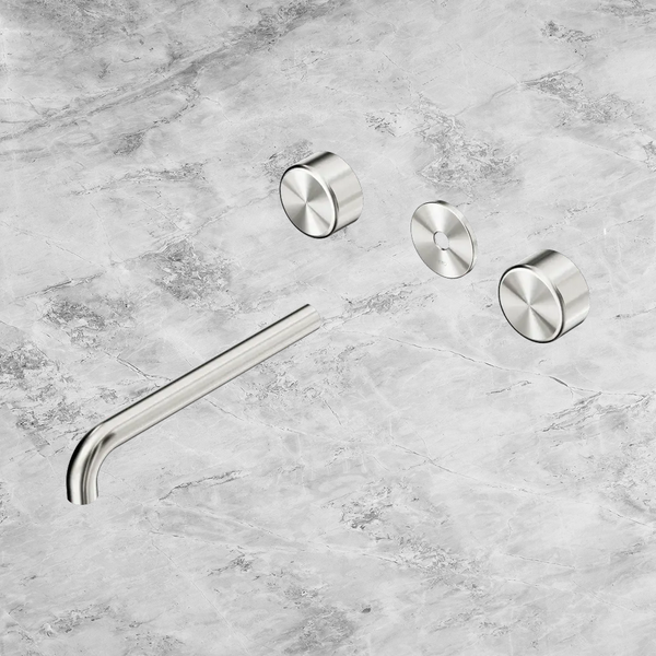 Nero Serenity Wall Basin Set 220mm Spout with Metal Handle (Trim Kit Only) Brushed Nickel