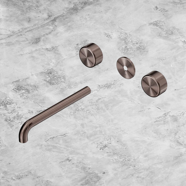 Nero Serenity Wall Basin Set 220mm Spout with Metal Handle (Trim Kit Only) Brushed Bronze