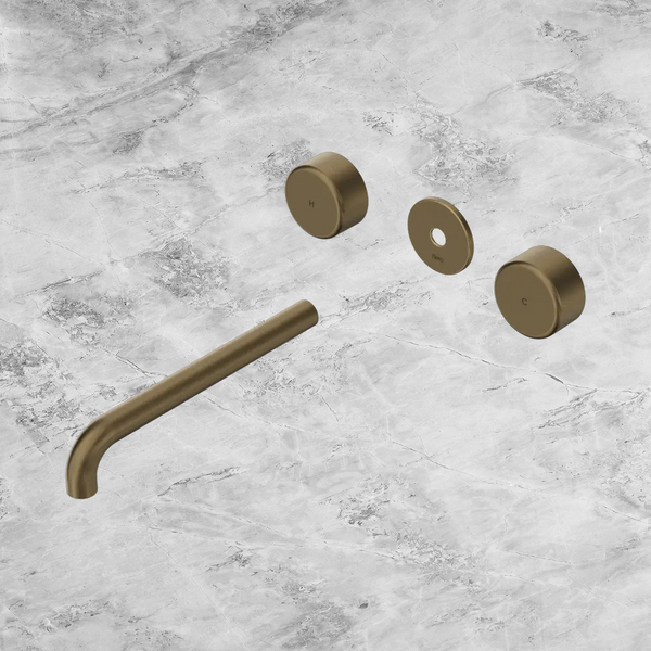 Nero Serenity Wall Basin Set 220mm Spout with Metal Handle (Trim Kit Only) Tumbled Antique Brass
