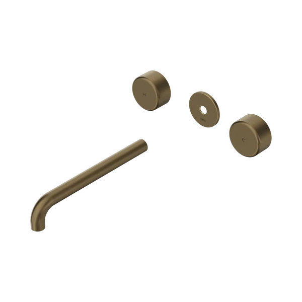 Nero Serenity Wall Basin Set 220mm Spout with Metal Handle (Trim Kit Only) Tumbled Antique Brass