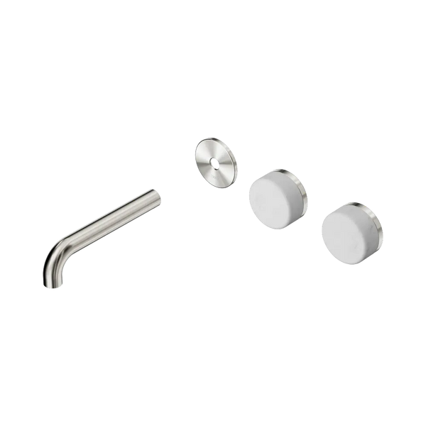 Nero Serenity Wall Basin Set 160mm Offset Spout with Carrara Handle (Trim Kit Only) Brushed Nickel