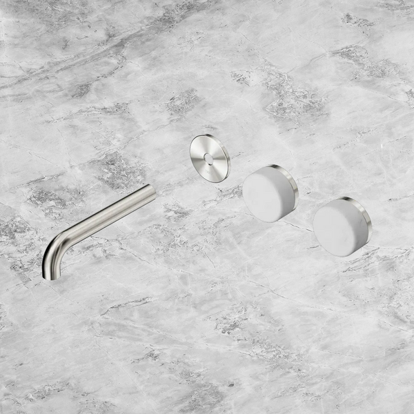 Nero Serenity Wall Basin Set 160mm Offset Spout with Carrara Handle (Trim Kit Only) Brushed Nickel