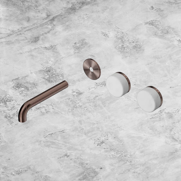 Nero Serenity Wall Basin Set 160mm Offset Spout with Carrara Handle (Trim Kit Only) Brushed Bronze