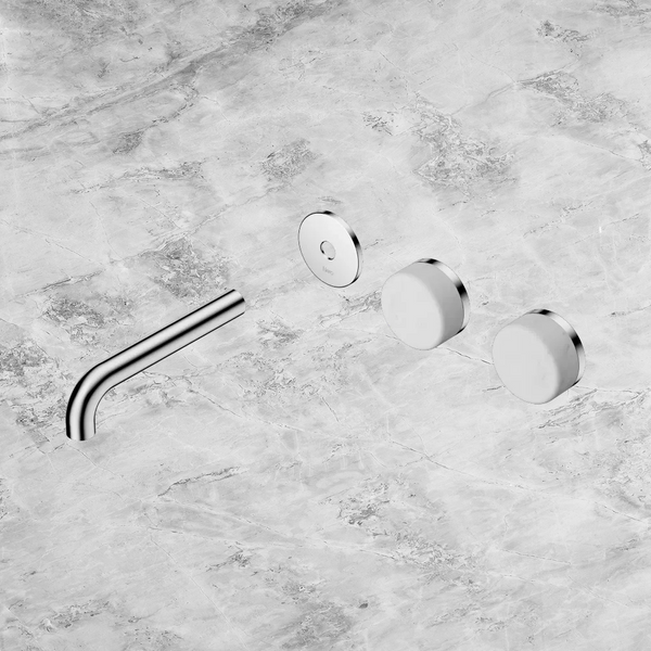 Nero Serenity Wall Basin Set 160mm Offset Spout with Carrara Handle (Trim Kit Only) Chrome