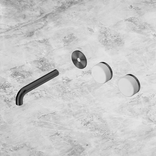 Nero Serenity Wall Basin Set 160mm Offset Spout with Carrara Handle (Trim Kit Only) Gunmetal