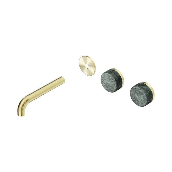 Nero Serenity Wall Basin Set 160mm Offset Spout with Verde Alpi Handle (Trim Kit Only) Brushed Gold