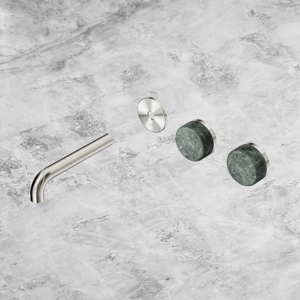 Nero Serenity Wall Basin Set 160mm Offset Spout with Verde Alpi Handle (Trim Kit Only) Brushed Nickel