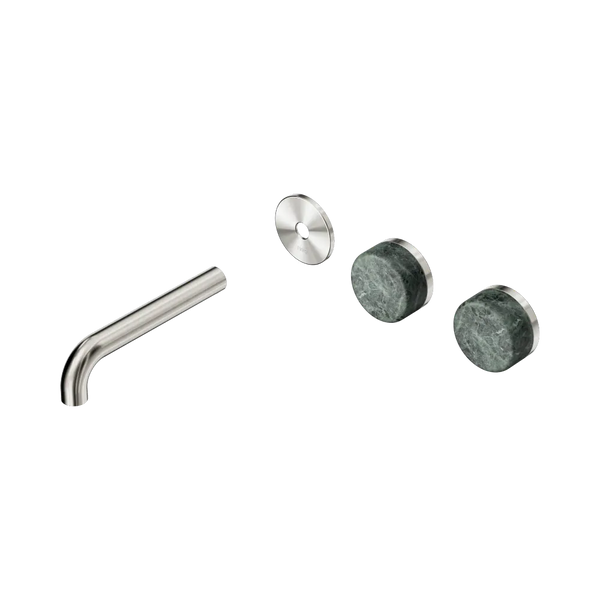 Nero Serenity Wall Basin Set 160mm Offset Spout with Verde Alpi Handle (Trim Kit Only) Brushed Nickel