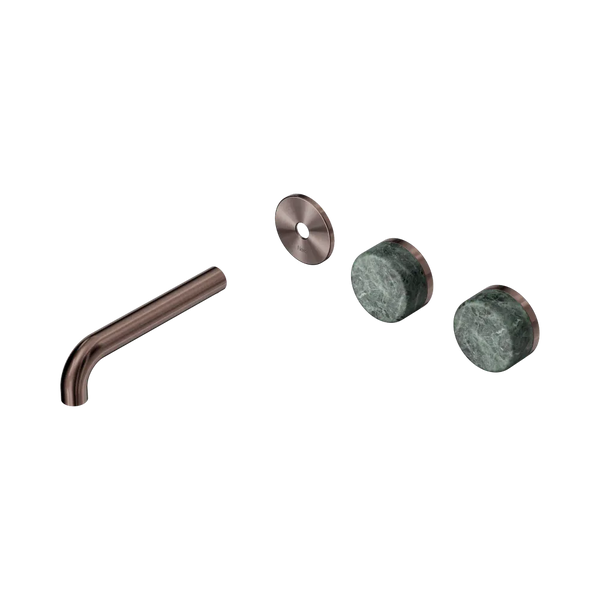 Nero Serenity Wall Basin Set 160mm Offset Spout with Verde Alpi Handle (Trim Kit Only) Brushed Bronze