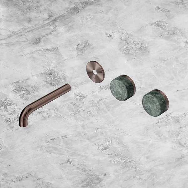 Nero Serenity Wall Basin Set 160mm Offset Spout with Verde Alpi Handle (Trim Kit Only) Brushed Bronze