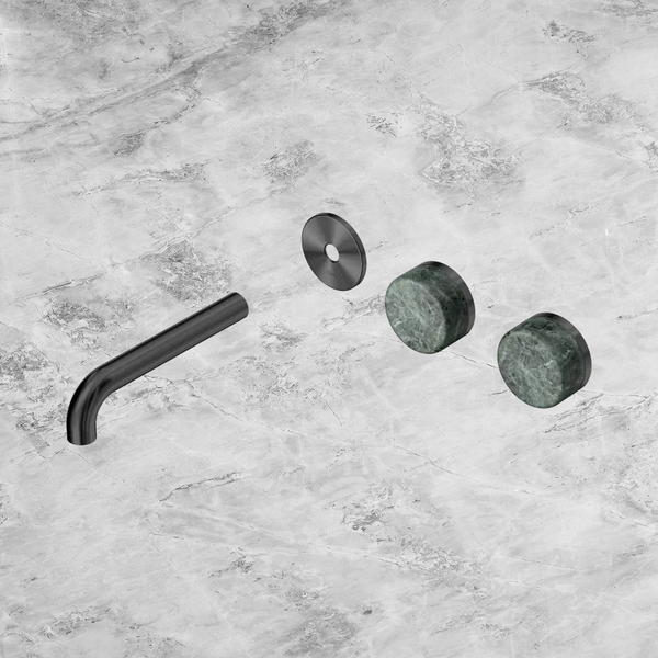 Nero Serenity Wall Basin Set 160mm Offset Spout with Verde Alpi Handle (Trim Kit Only) Gunmetal