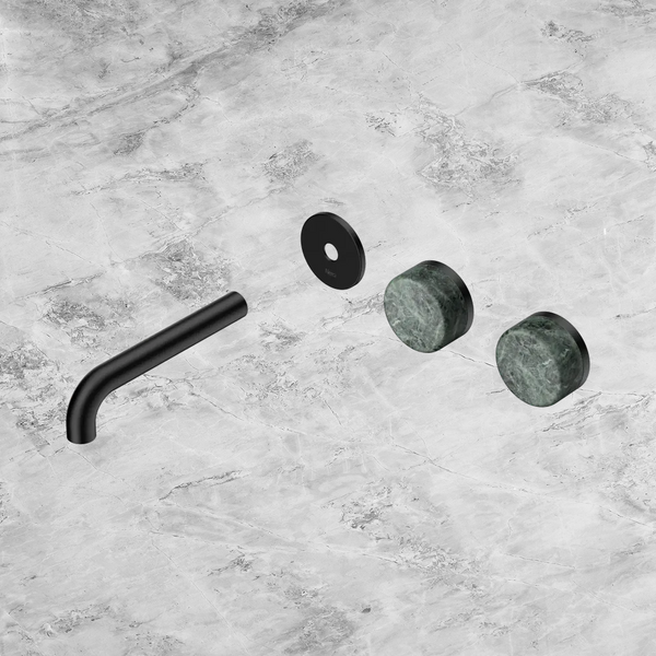 Nero Serenity Wall Basin Set 160mm Offset Spout with Verde Alpi Handle (Trim Kit Only) Matte Black