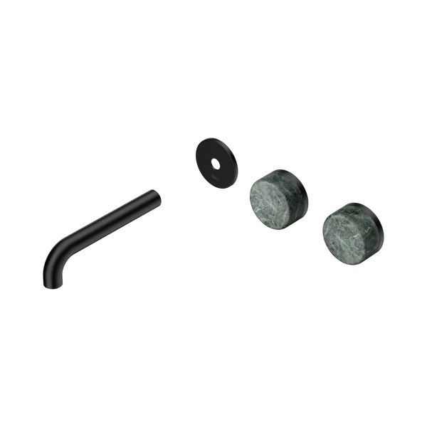 Nero Serenity Wall Basin Set 160mm Offset Spout with Verde Alpi Handle (Trim Kit Only) Matte Black