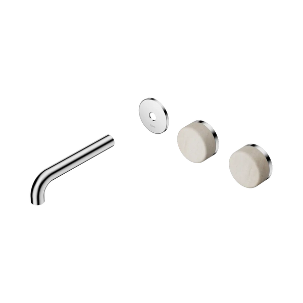 Nero Serenity Wall Basin Set 160mm Offset Spout with Rome Travertine Handle (Trim Kit Only) Chrome
