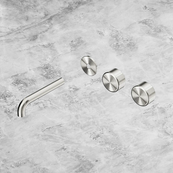 Nero Serenity Wall Basin Set 160mm Offset Spout with Metal Handle (Trim Kit Only) Brushed Nickel