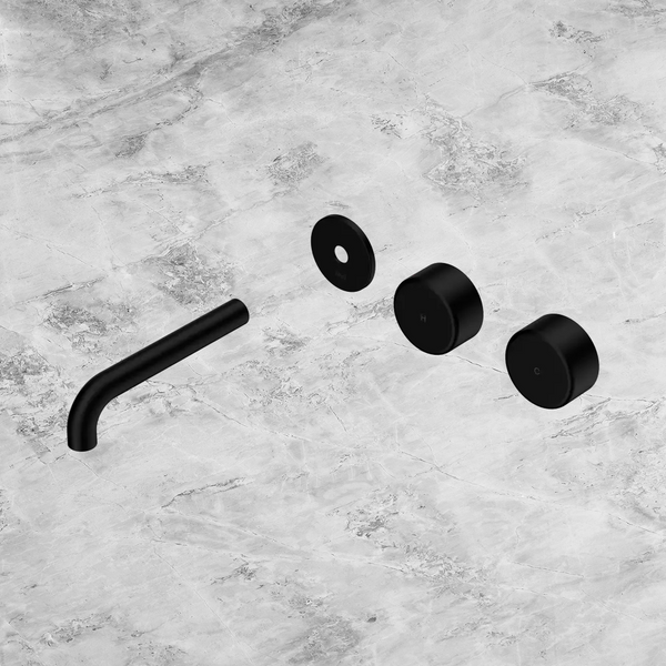 Nero Serenity Wall Basin Set 160mm Offset Spout with Metal Handle (Trim Kit Only) Matte Black