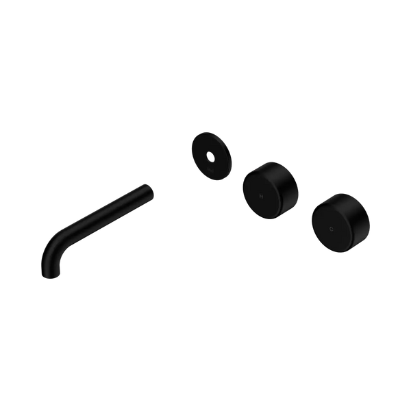 Nero Serenity Wall Basin Set 160mm Offset Spout with Metal Handle (Trim Kit Only) Matte Black
