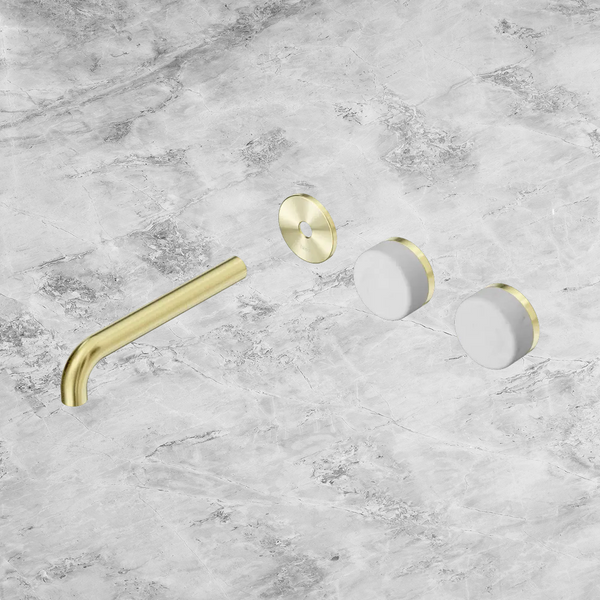 Nero Serenity Wall Basin Set 185mm Offset Spout with Carrara Handle (Trim Kit Only) Brushed Gold