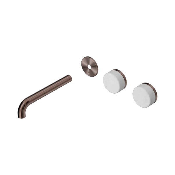 Nero Serenity Wall Basin Set 185mm Offset Spout with Carrara Handle (Trim Kit Only) Brushed Bronze