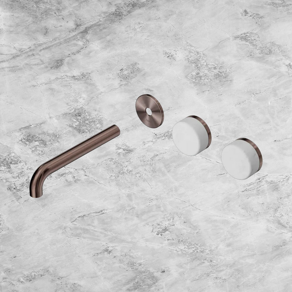 Nero Serenity Wall Basin Set 185mm Offset Spout with Carrara Handle (Trim Kit Only) Brushed Bronze