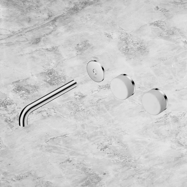 Nero Serenity Wall Basin Set 185mm Offset Spout with Carrara Handle (Trim Kit Only) Chrome