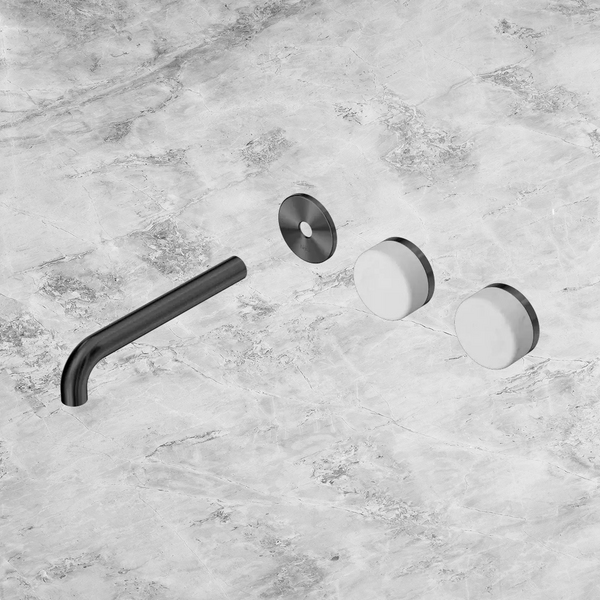 Nero Serenity Wall Basin Set 185mm Offset Spout with Carrara Handle (Trim Kit Only) Gunmetal