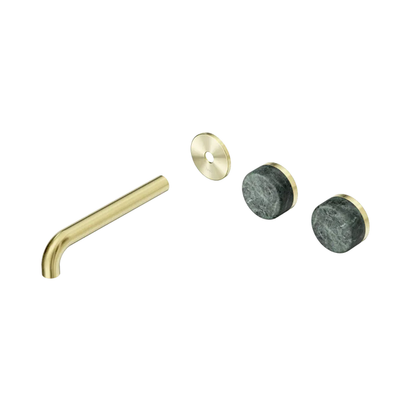 Nero Serenity Wall Basin Set 185mm Offset Spout with Verde Alpi Handle (Trim Kit Only) Brushed Gold