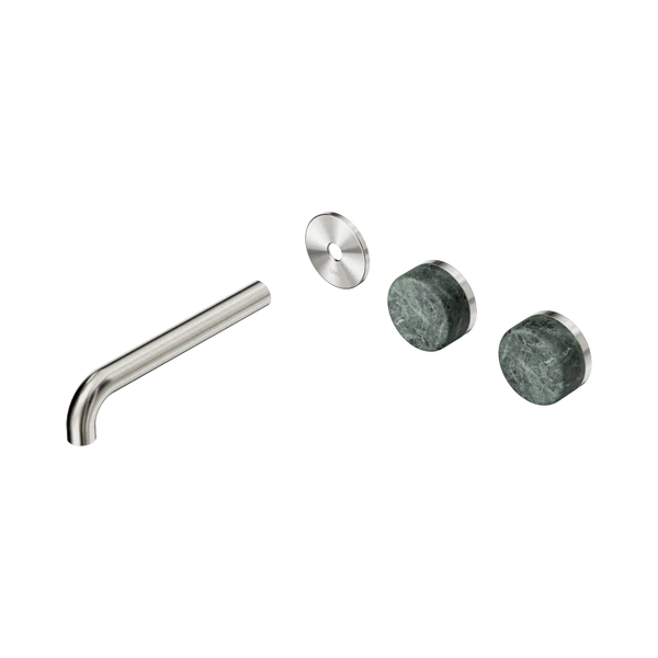 Nero Serenity Wall Basin Set 185mm Offset Spout with Verde Alpi Handle (Trim Kit Only) Brushed Nickel