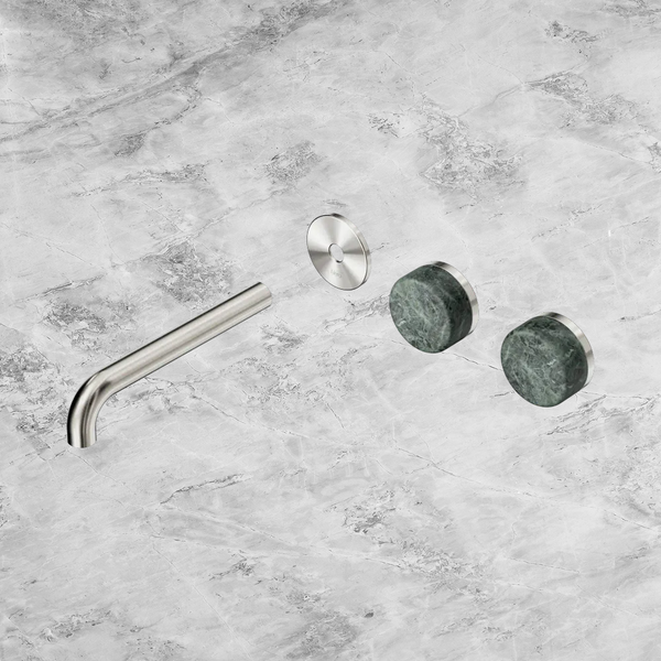 Nero Serenity Wall Basin Set 185mm Offset Spout with Verde Alpi Handle (Trim Kit Only) Brushed Nickel
