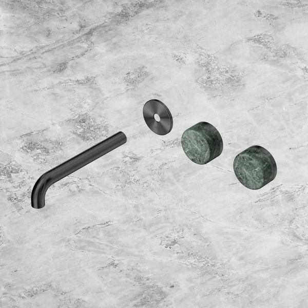 Nero Serenity Wall Basin Set 185mm Offset Spout with Verde Alpi Handle (Trim Kit Only) Gunmetal