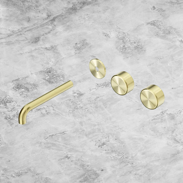 Nero Serenity Wall Basin Set 185mm Offset Spout with Metal Handle (Trim Kit Only) Brushed Gold