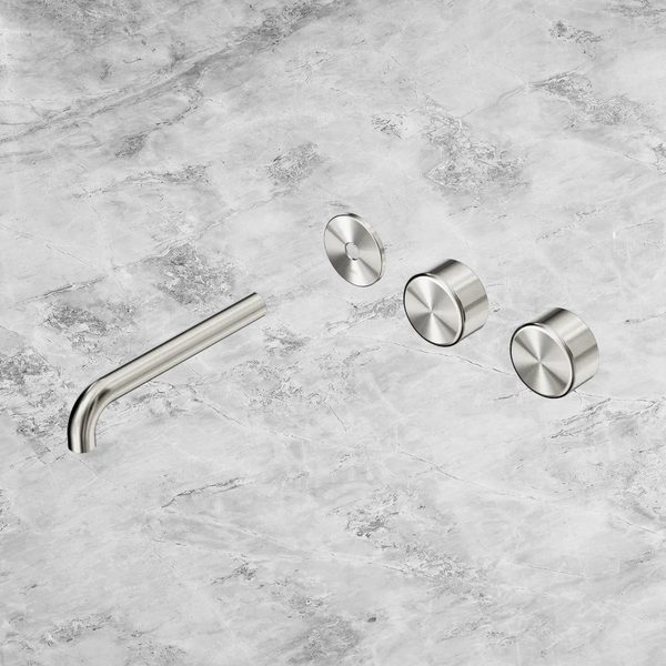 Nero Serenity Wall Basin Set 185mm Offset Spout with Metal Handle (Trim Kit Only) Brushed Nickel