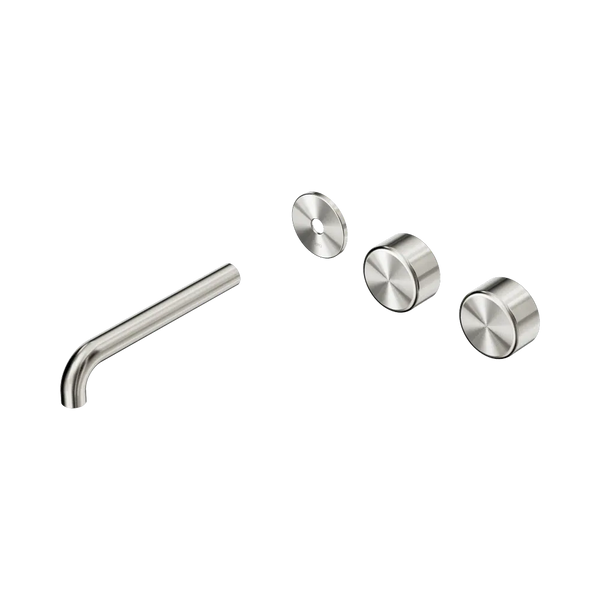 Nero Serenity Wall Basin Set 185mm Offset Spout with Metal Handle (Trim Kit Only) Brushed Nickel