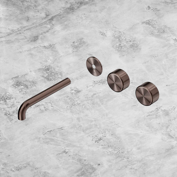 Nero Serenity Wall Basin Set 185mm Offset Spout with Metal Handle (Trim Kit Only) Brushed Bronze