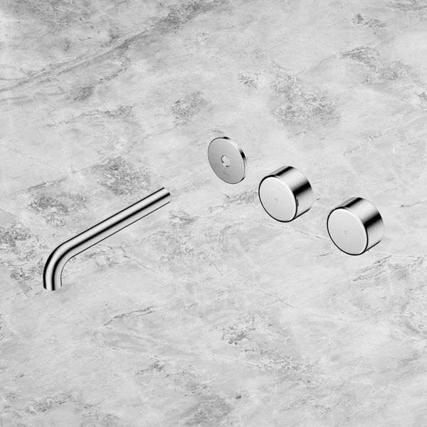 Nero Serenity Wall Basin Set 185mm Offset Spout with Metal Handle (Trim Kit Only) Chrome