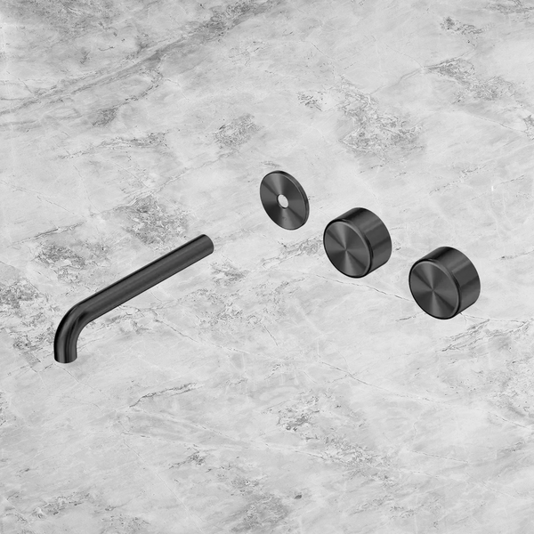 Nero Serenity Wall Basin Set 185mm Offset Spout with Metal Handle (Trim Kit Only) Gunmetal