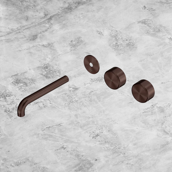 Nero Serenity Wall Basin Set 185mm Offset Spout with Metal Handle (Trim Kit Only) Rome Bronze