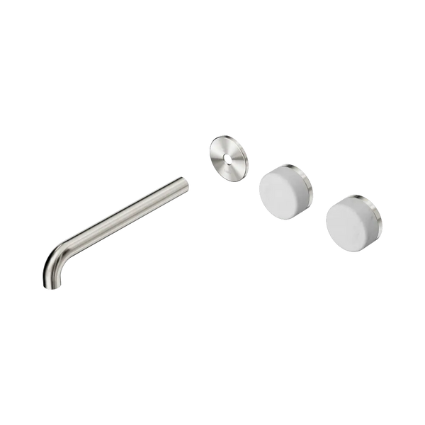 Nero Serenity Wall Basin Set 220mm Offset Spout with Carrara Handle (Trim Kit Only) Brushed Nickel