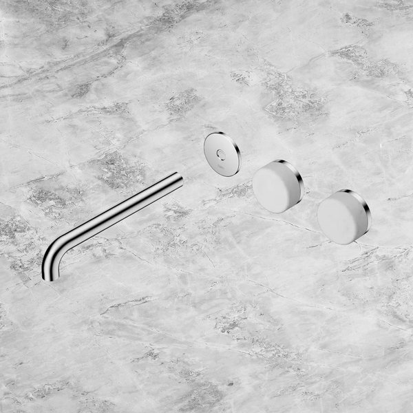 Nero Serenity Wall Basin Set 220mm Offset Spout with Carrara Handle (Trim Kit Only) Chrome