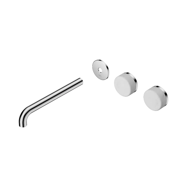 Nero Serenity Wall Basin Set 220mm Offset Spout with Carrara Handle (Trim Kit Only) Chrome