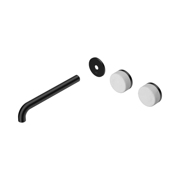 Nero Serenity Wall Basin Set 220mm Offset Spout with Carrara Handle (Trim Kit Only) Matte Black