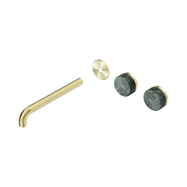 Nero Serenity Wall Basin Set 220mm Offset Spout with Verde Alpi Handle (Trim Kit Only) Brushed Gold