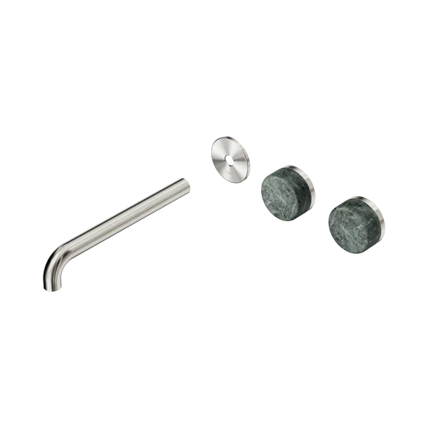 Nero Serenity Wall Basin Set 220mm Offset Spout with Verde Alpi Handle (Trim Kit Only) Brushed Nickel