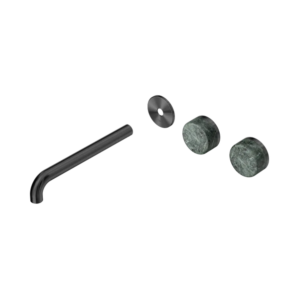 Nero Serenity Wall Basin Set 220mm Offset Spout with Verde Alpi Handle (Trim Kit Only) Gunmetal