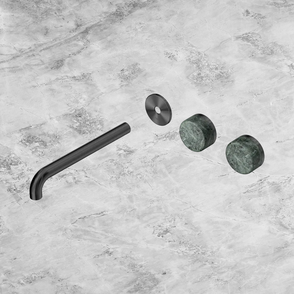 Nero Serenity Wall Basin Set 220mm Offset Spout with Verde Alpi Handle (Trim Kit Only) Gunmetal