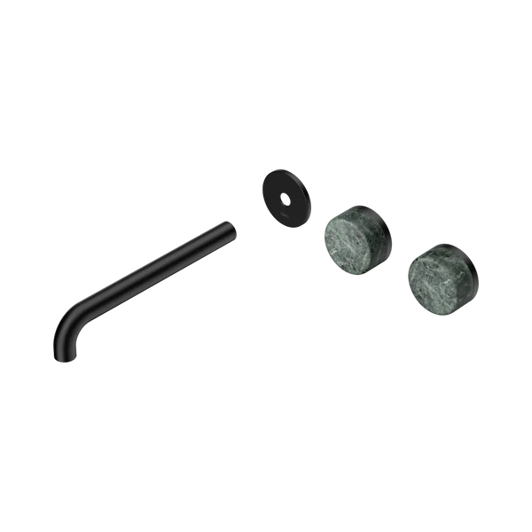 Nero Serenity Wall Basin Set 220mm Offset Spout with Verde Alpi Handle (Trim Kit Only) Matte Black