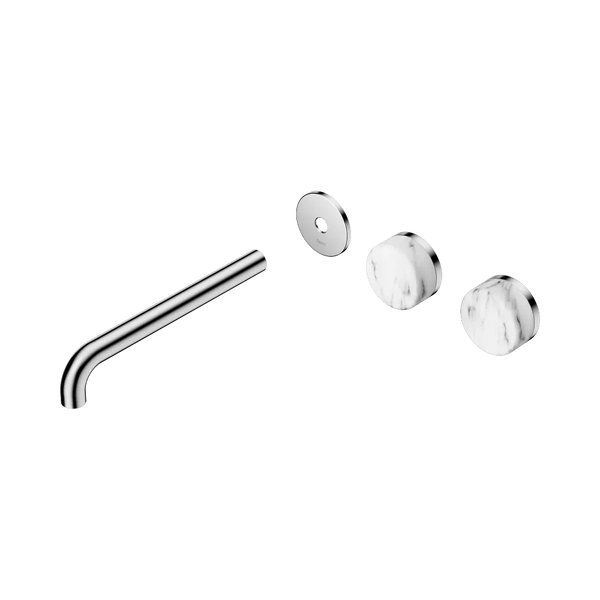 Nero Serenity Wall Basin Set 220mm Offset Spout with Arabescato Corchia Handle (Trim Kit Only) Chrome