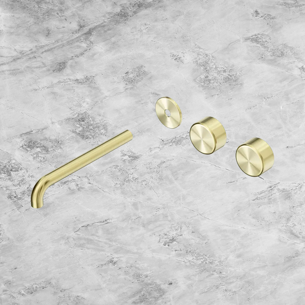 Nero Serenity Wall Basin Set 220mm Offset Spout with Metal Handle (Trim Kit Only) Brushed Gold