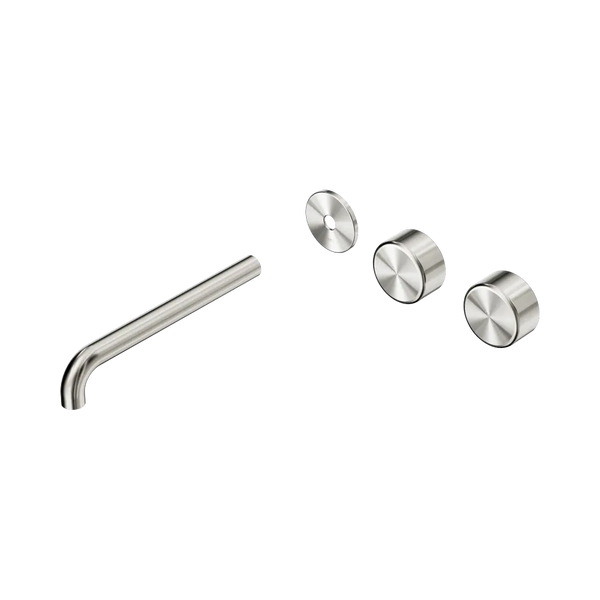 Nero Serenity Wall Basin Set 220mm Offset Spout with Metal Handle (Trim Kit Only) Brushed Nickel